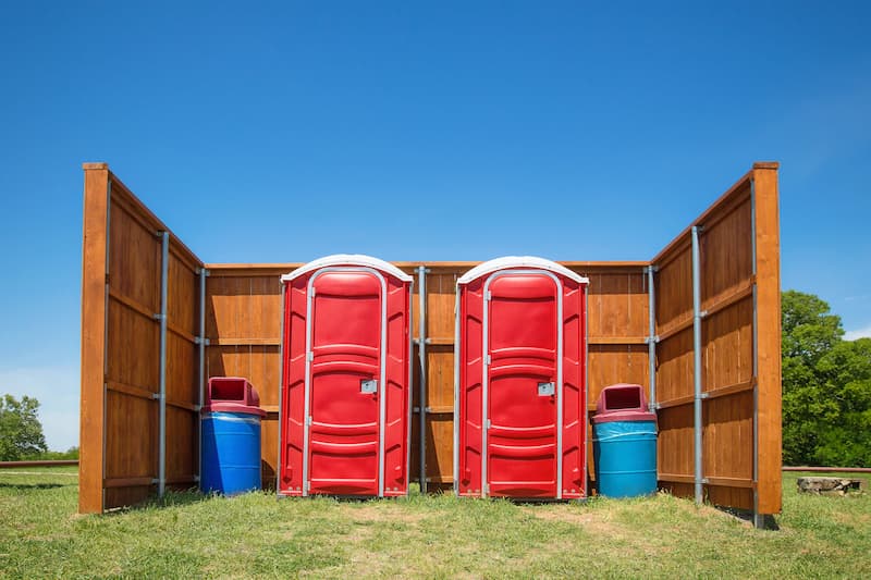 Short-term porta potty units staged for delivery in Thousand Oaks, California